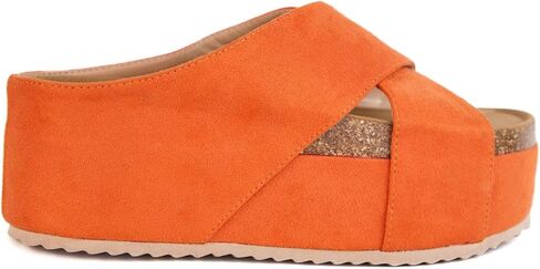 Makers Shoes - NINA 2 - Platform Slide Sandals, Cork Footbed, Suede Cross-Strap Design in Kuwait