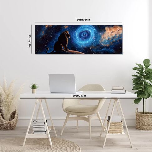 1PC Lion Planet Canvas Art, Wall Decor for Living Room & Bedroom, 30 * 90cm/12 * 36 inches Unframed in Saudi Arabia