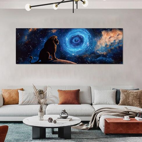 1PC Lion Planet Canvas Art, Wall Decor for Living Room & Bedroom, 30 * 90cm/12 * 36 inches Unframed in Saudi Arabia
