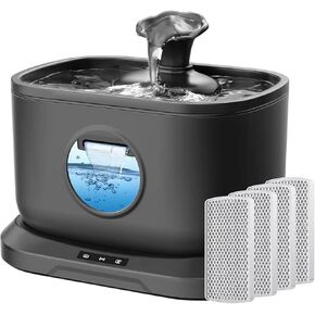 نافورة مياه للقطط من بيتليبو، موزع مياه للكلاب، نافورة مياه للحيوانات الأليفة سعة 3 لتر/100 أونصة، نافورة للقطط مع ضوء تنبيه لنقص المياه، نافورة صنبور معدنية للحيوانات الأليفة المتعددة، خالية من مادة BPA، سهلة التنظيف (أبيض) in Kuwait