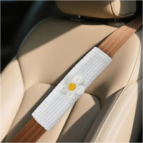 Car Seat Belt Cover Pads, 2PCS Cute Flower Neck Cushion Seatbelt Shoulder Strap Protector, Soft Breathable Comfortable Safety Belt Covers, Universal for SUV RV Truck (Pink) in Kuwait