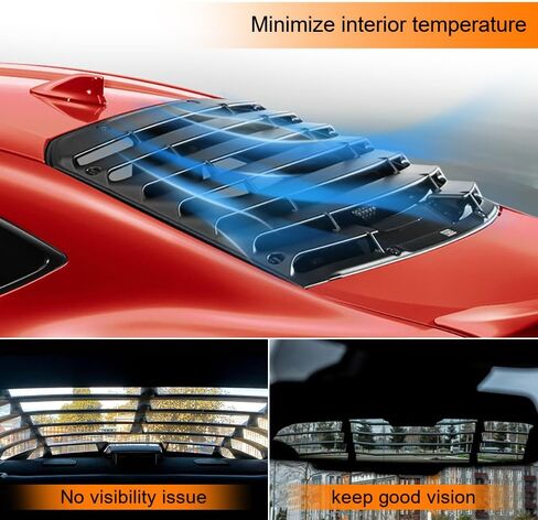 Rear Window Louver, Compatible with 2008-2023 Dodge Challenger, Plastic Gloss Black V2 Style Back Window Windshield Sun Shade Cover Vent in Saudi Arabia