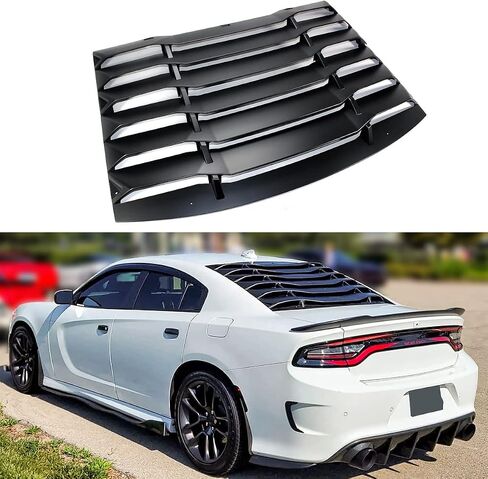 2-Piece Style Unpainted Matte Black Rear Glass Window Windshield Louver Cover Compatible with 2011-2024 Dodge Charger R/T SRT Hellcat 4 Door Sedan in Saudi Arabia