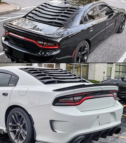 2-Piece Style Unpainted Matte Black Rear Glass Window Windshield Louver Cover Compatible with 2011-2024 Dodge Charger R/T SRT Hellcat 4 Door Sedan in Saudi Arabia