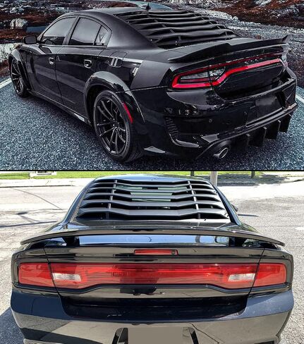 2-Piece Style Unpainted Matte Black Rear Glass Window Windshield Louver Cover Compatible with 2011-2024 Dodge Charger R/T SRT Hellcat 4 Door Sedan in Saudi Arabia