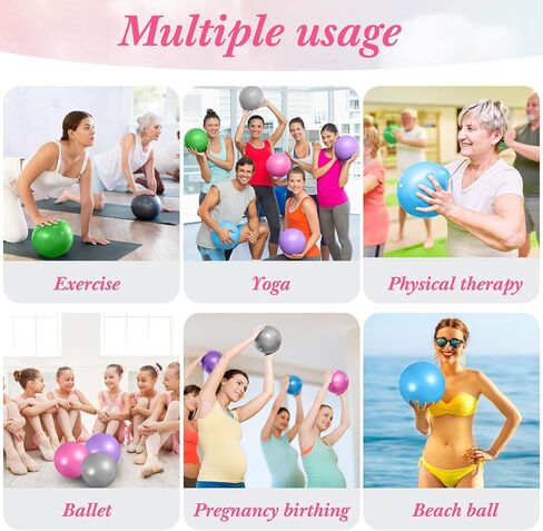 10 Pieces 9 Inch Exercise Pilates Ball Yoga Ball Therapy Ball Core Ball for Yoga Stability Barre Training Stretching Physical Posture Training Gym, Purple, Pink in Saudi Arabia