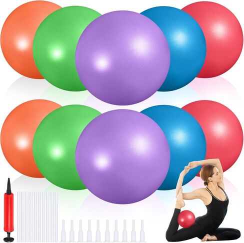10 Pieces 9 Inch Exercise Pilates Ball Yoga Ball Therapy Ball Core Ball for Yoga Stability Barre Training Stretching Physical Posture Training Gym, Purple, Pink in Saudi Arabia