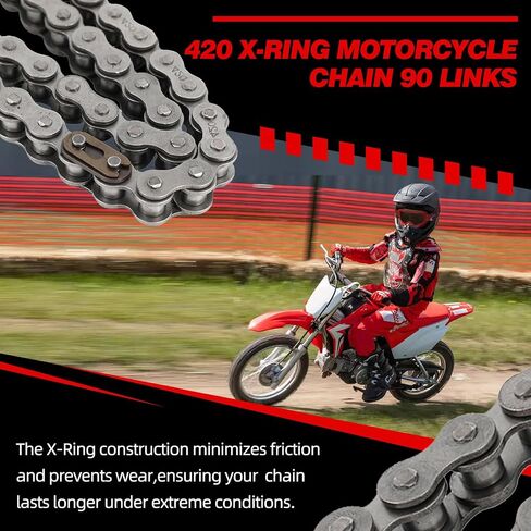 420 Motorcycle Chain 90 Links for CRF110F CRF 110 2013-2024 Standard Roller X-Ring Chain Dirt Pit Bike in Saudi Arabia