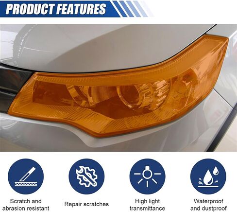 11.88×48 Inches Car Headlight Tint Film, Self Adhesive Vinyl Wrap Protector Film, Cuttable Car Tint Sticker, Auto Modification Cover for Headlight, Taillight, Fog & Brake Light (Red) in Saudi Arabia