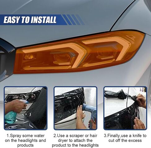11.88×48 Inches Car Headlight Tint Film, Self Adhesive Vinyl Wrap Protector Film, Cuttable Car Tint Sticker, Auto Modification Cover for Headlight, Taillight, Fog & Brake Light (Red) in Saudi Arabia