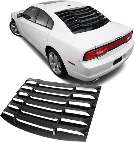 IKON MOTORSPORTS Rear Window Louver Compatible with 2011-2023 Dodge Charger, IKON Style Gloss Black Rear Vent Cover Windshield 2PCS, 2012 2013 2014 2015 2016 2017 in Saudi Arabia