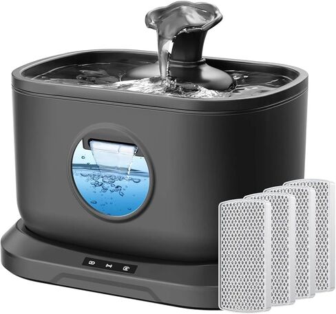 نافورة مياه للقطط من بيتليبو، موزع مياه للكلاب، نافورة مياه للحيوانات الأليفة سعة 3 لتر/100 أونصة، نافورة للقطط مع ضوء تنبيه لنقص المياه، نافورة صنبور معدنية للحيوانات الأليفة المتعددة، خالية من مادة BPA، سهلة التنظيف (أبيض) in Kuwait