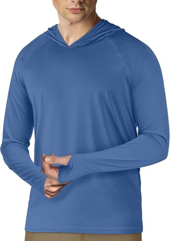 Hoodies for Men Rash Guard UPF 50 Sun Protection UV Fishing Shirts Long Sleeve Outdoor Swim Running Water Shirt Quick Dry Athletic Workout Rashguard Cooling Clothing Blue M in Saudi Arabia