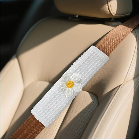 Car Seat Belt Cover Pads, 2PCS Cute Flower Neck Cushion Seatbelt Shoulder Strap Protector, Soft Breathable Comfortable Safety Belt Covers, Universal for SUV RV Truck (Pink) in Kuwait