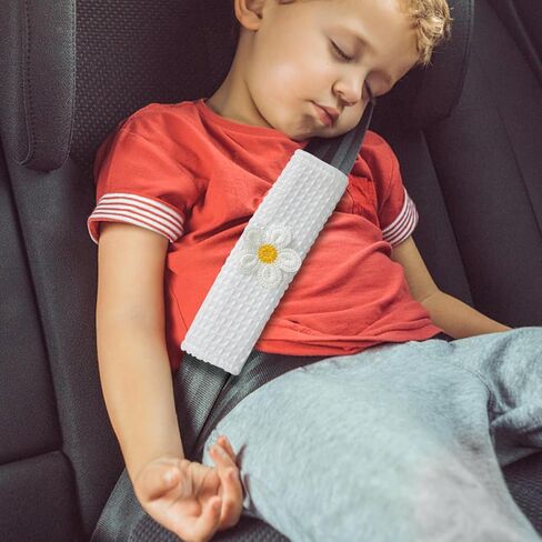 Car Seat Belt Cover Pads, 2PCS Cute Flower Neck Cushion Seatbelt Shoulder Strap Protector, Soft Breathable Comfortable Safety Belt Covers, Universal for SUV RV Truck (Pink) in Kuwait