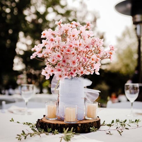 3PCS Lighted Cherry Blossom Branches, 30in Artificial Cherry Blossom Flowers with 60 LED Lights Timer Battery Operated Lighted Twig Branches for Vases Wedding Party Home Indoor Decor in Kuwait