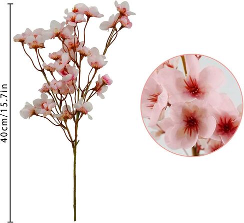 3PCS Lighted Cherry Blossom Branches, 30in Artificial Cherry Blossom Flowers with 60 LED Lights Timer Battery Operated Lighted Twig Branches for Vases Wedding Party Home Indoor Decor in Kuwait