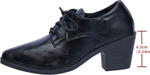 Women's Chunky Mid-Heel Oxford Shoes Pointed Toe Lace-up Vintage Dress Pumps Shoes in Saudi Arabia