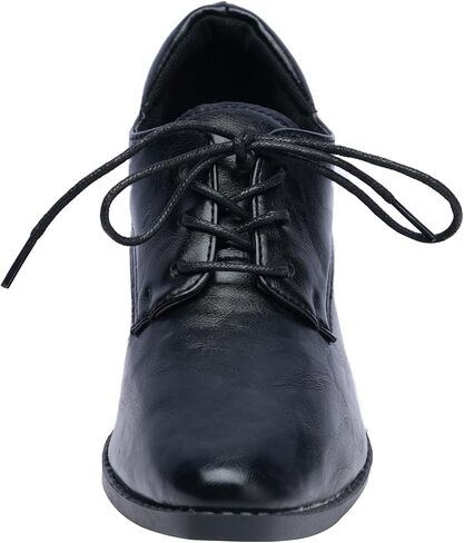 Women's Chunky Mid-Heel Oxford Shoes Pointed Toe Lace-up Vintage Dress Pumps Shoes in Saudi Arabia