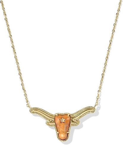 Kendra Scott, Women's, Longhorn Short Pendant Necklace, Variegated Orange Magnesite, One Size in Saudi Arabia