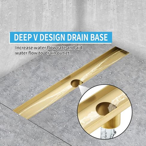 Linear Shower Drain, Brushed Nickel Shower Drain 32 Inch with Removable Grate, SUS-304 Stainless Steel Rectangle Floor Drain with Leveling Feet and Hair Strainer, Bathroom Modern Drain SD-101 in Saudi Arabia
