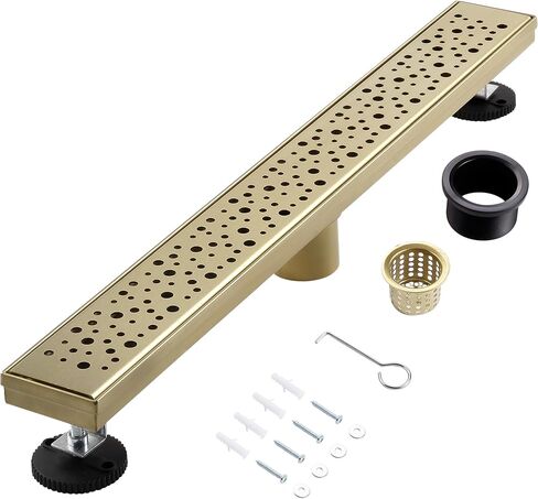 24 Inch Linear Shower Drain, Brushed Nickel Shower Drain,Removable Grate, 304 Stainless Steel, Easy to Install and Clean for Bathrooms (Drain Base Not Included), LSD-19A-24S in Saudi Arabia