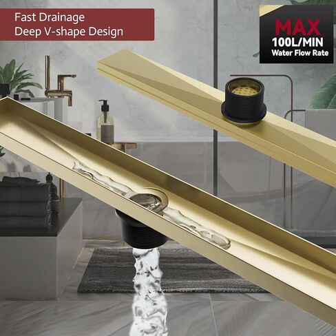 24 Inch Linear Shower Drain, Brushed Nickel Shower Drain,Removable Grate, 304 Stainless Steel, Easy to Install and Clean for Bathrooms (Drain Base Not Included), LSD-19A-24S in Saudi Arabia