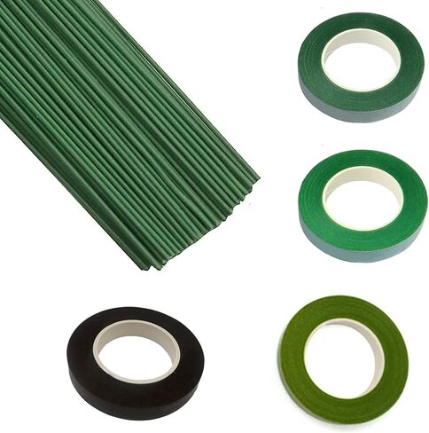 Swpohrat 50 pcs 2 Guage 11.8 Inch Floral Stem Wire and 4 Rolls 1/2 Inch Wide Green Floral Tape for Craft Pipe Cleaner Bouquet,Wedding Bouquet,Flower Pens,Arts and Crafts Making in Saudi Arabia