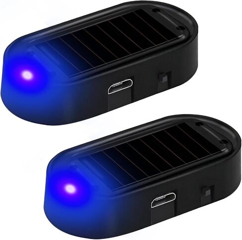 2pcs سيارات الطاقة الشمسية المحاكاة ، إنذار وهمية محاكاة ، مضاد للسرقة مصباح خفيف تحذير مع مستشعر الضوء ، مصابيح أمان وميض للسيارات مع منفذ شاحن USB (أحمر) in Kuwait