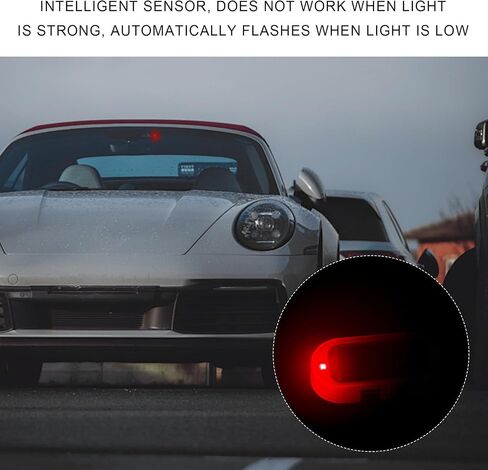 2PCS Car Solar Power Simulated Dummy Alarm, Anti-Theft Car Warning Light Fake Lamp with Light Sensor, Automotive Interior LED Flashing Security Lights with USB Charger Port (Red) in Kuwait