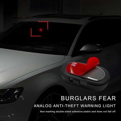 2PCS Car Solar Power Simulated Dummy Alarm, Anti-Theft Car Warning Light Fake Lamp with Light Sensor, Automotive Interior LED Flashing Security Lights with USB Charger Port (Red) in Kuwait