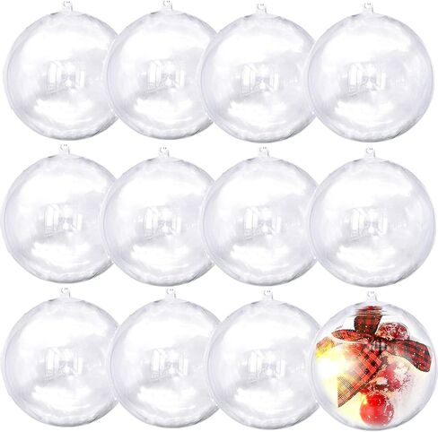 12Pack 80mm Clear Christmas Ball Ornaments, 3.14IN Fillable DIY Craft Plastic Balls Transparent Xmas Decor Balls - Fillable Bauble Ball Ornaments for Holiday Wedding Party Décor in Kuwait