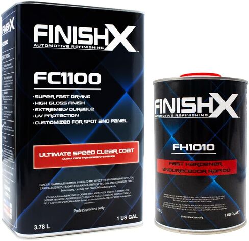 FinishX Automotive Refinishing Ultimate Speed Clear Coat (FC1100-1 Gallon) 4:1 Kit with Medium Activator/Hardener (FH1020-1 quart), High-Gloss Finish, Super Fast Drying, Customized for Spot and Panel in Saudi Arabia