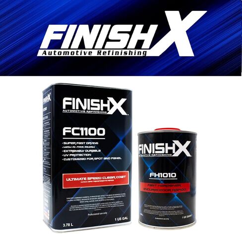 FinishX Automotive Refinishing Ultimate Speed Clear Coat (FC1100-1 Gallon) 4:1 Kit with Medium Activator/Hardener (FH1020-1 quart), High-Gloss Finish, Super Fast Drying, Customized for Spot and Panel in Saudi Arabia