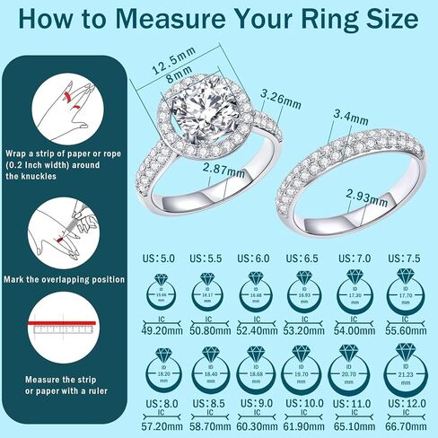 KSTYLE TOTAL 3-4CT CENTER Stone 1/2/3CT MOISSANITE GDEET RINGS للنساء (D Color-VVS1 | Emerald/Round Cut) in Kuwait