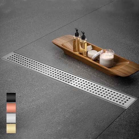 Linear Shower Drain 32 Inch Rectangular, SUS-304 Stainless Steel Black Shower Drain, 51L/Min Fast Drainage Floor Linear Drain, US Standard CUPC Certified, Matte Black, SD-112-32B in Saudi Arabia