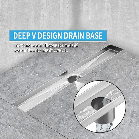 Linear Shower Drain 32 Inch Rectangular, SUS-304 Stainless Steel Black Shower Drain, 51L/Min Fast Drainage Floor Linear Drain, US Standard CUPC Certified, Matte Black, SD-112-32B in Saudi Arabia