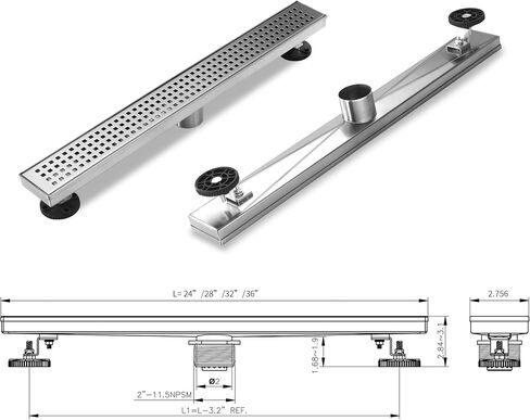 Linear Shower Drain 32 Inch Rectangular, SUS-304 Stainless Steel Black Shower Drain, 51L/Min Fast Drainage Floor Linear Drain, US Standard CUPC Certified, Matte Black, SD-112-32B in Saudi Arabia