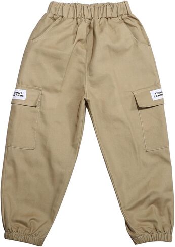 Boys Cargo Joggers Pants Comfy Pull On Trousers Stretchy Y2k Track Pants Casual Relaxed Fit Bottom with Pockets in Saudi Arabia
