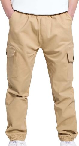 Boys Cargo Joggers Pants Baggy Casual Sweatpants Stretchy Outdoor Trousers Elastic Waist Y2k Outfits with Pockets in Saudi Arabia