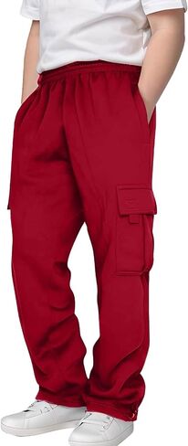 Boys Pants Casual Elastic Waist Sweatpants Solid Color Baggy Trousers Outdoor Lounge Pant with Pockets in Saudi Arabia