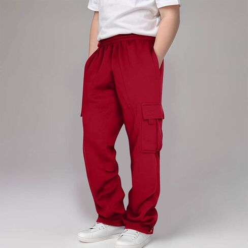 Boys Pants Casual Elastic Waist Sweatpants Solid Color Baggy Trousers Outdoor Lounge Pant with Pockets in Saudi Arabia