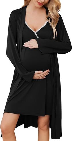 ثوب تمريض الأمومة من Ekouaer و ROBE تم التمريض 3 في 1 LIBLENTINGS LUBLES LUBKERS FORDISTERS BLACK BLACK in Kuwait