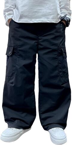 Boys Cargo Joggers Pants Trendy Comfy Trousers Casual Baggy Sweatpants Athletic Stretchy Sweatpants with Pockets in Saudi Arabia