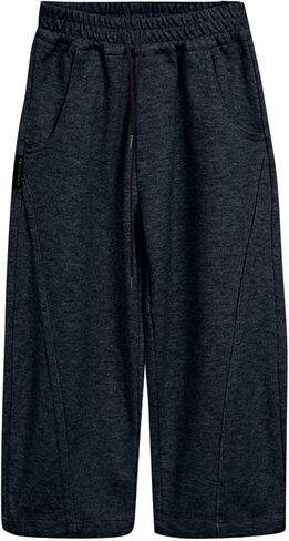 Boys and Grils Cotton Pants Trendy Wide Leg Trousers Y2k Elastic Waist Pant Solid Color Stretch Pants with Pockets in Saudi Arabia
