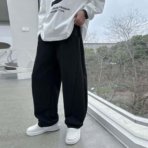 Boys and Grils Cotton Pants Trendy Wide Leg Trousers Y2k Elastic Waist Pant Solid Color Stretch Pants with Pockets in Saudi Arabia
