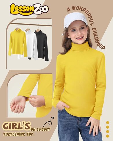 3 Pack Girls Turtleneck Long Sleeve Pullover T-Shirt Soft Warm Stretch Kids Basic Turtle Neck Tops for Girls in Saudi Arabia
