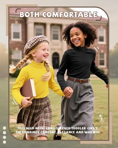 3 Pack Girls Turtleneck Long Sleeve Pullover T-Shirt Soft Warm Stretch Kids Basic Turtle Neck Tops for Girls in Saudi Arabia