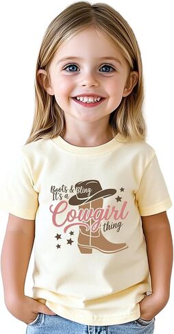 Toddler Cowgirl Shirt for Girls Western Shirts Cow Girl Clothes Horse Graphic Tee Short Sleeve Cotton Summer Outfit 2-8 Years in Saudi Arabia