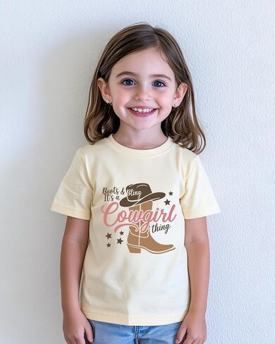 Toddler Cowgirl Shirt for Girls Western Shirts Cow Girl Clothes Horse Graphic Tee Short Sleeve Cotton Summer Outfit 2-8 Years in Saudi Arabia